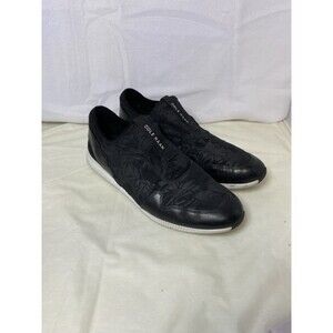 Cole Haan Studiogrand Women Sz 9.5D Floral Embossed Trainer Sneaker Black
